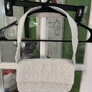 Lulu White Beaded Shoulder Bag